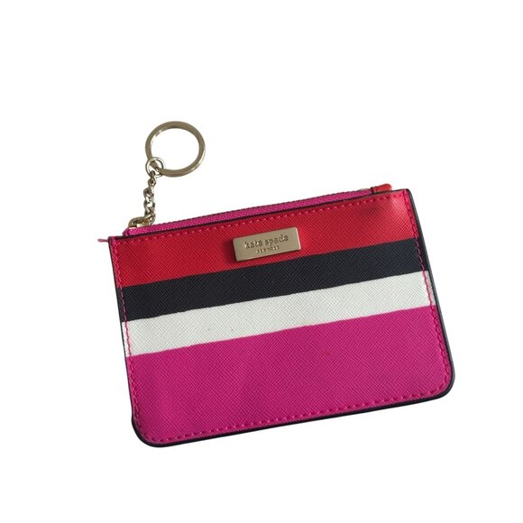 KATE SPADE Striped Saffiano Leather Keychain Card Wallet - Picture 4 of 5